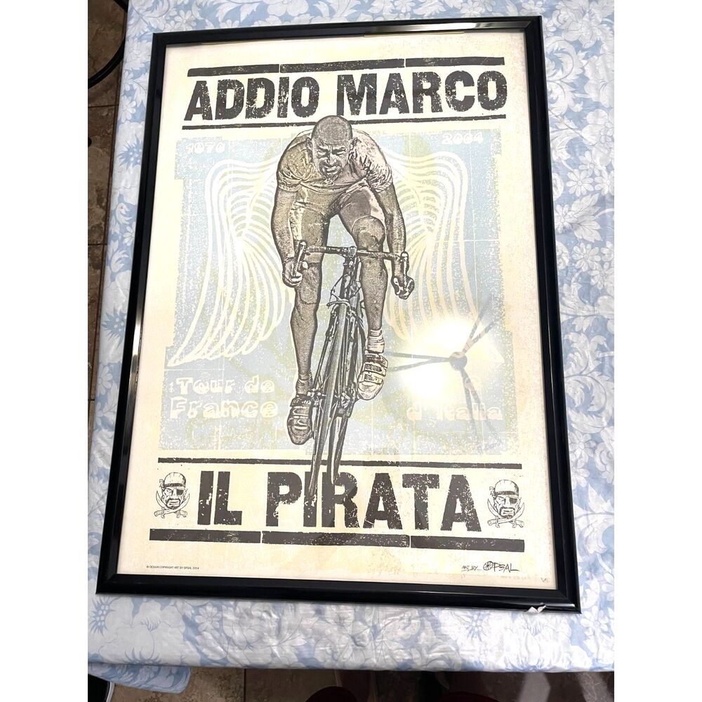 Vtg Brian Opsal Marco Pantani Il Pirata Cycling Art Poster Print Tour De France